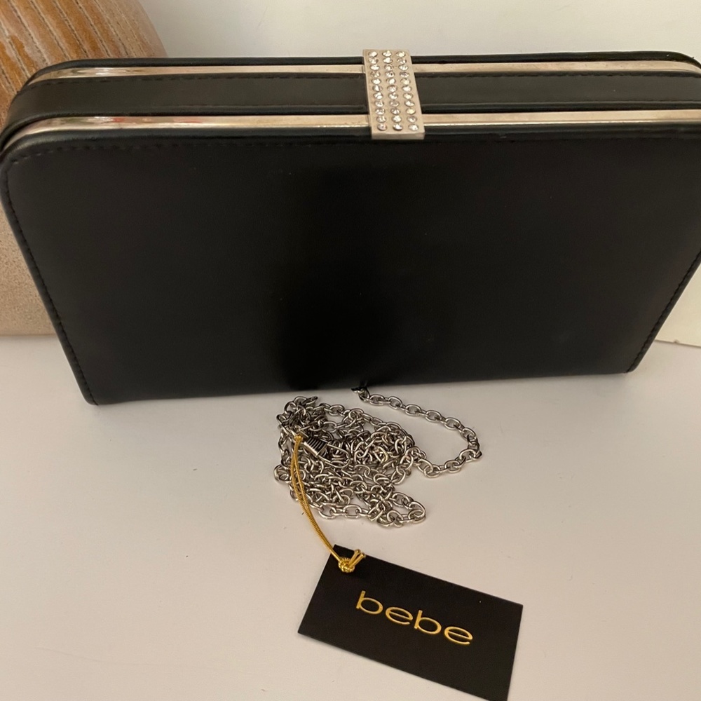 Bebe NWT Black box clutch/shoulder with crystal flip closure ~ pretty eye opener